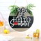 Hello Summer Sign Wood Door Hanger Rustic Watermelon Plaque Porch Decor Wooden Round Hello Summer Sign